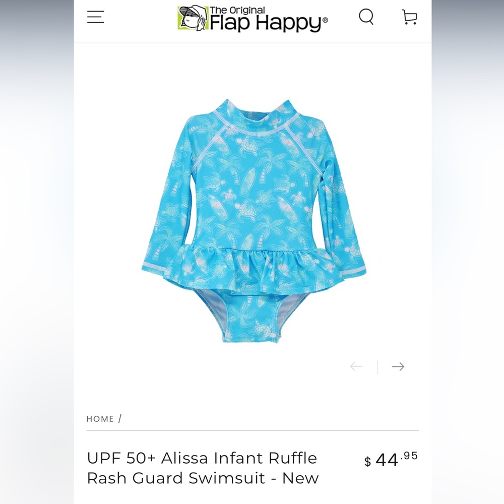 Flap Happy UPF 50+ Alissa Infant Ruffle Rash guard NWT 12M